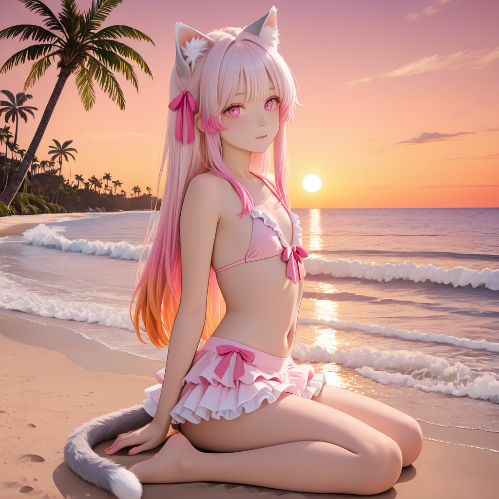 Beach Swimsuit at Sunset